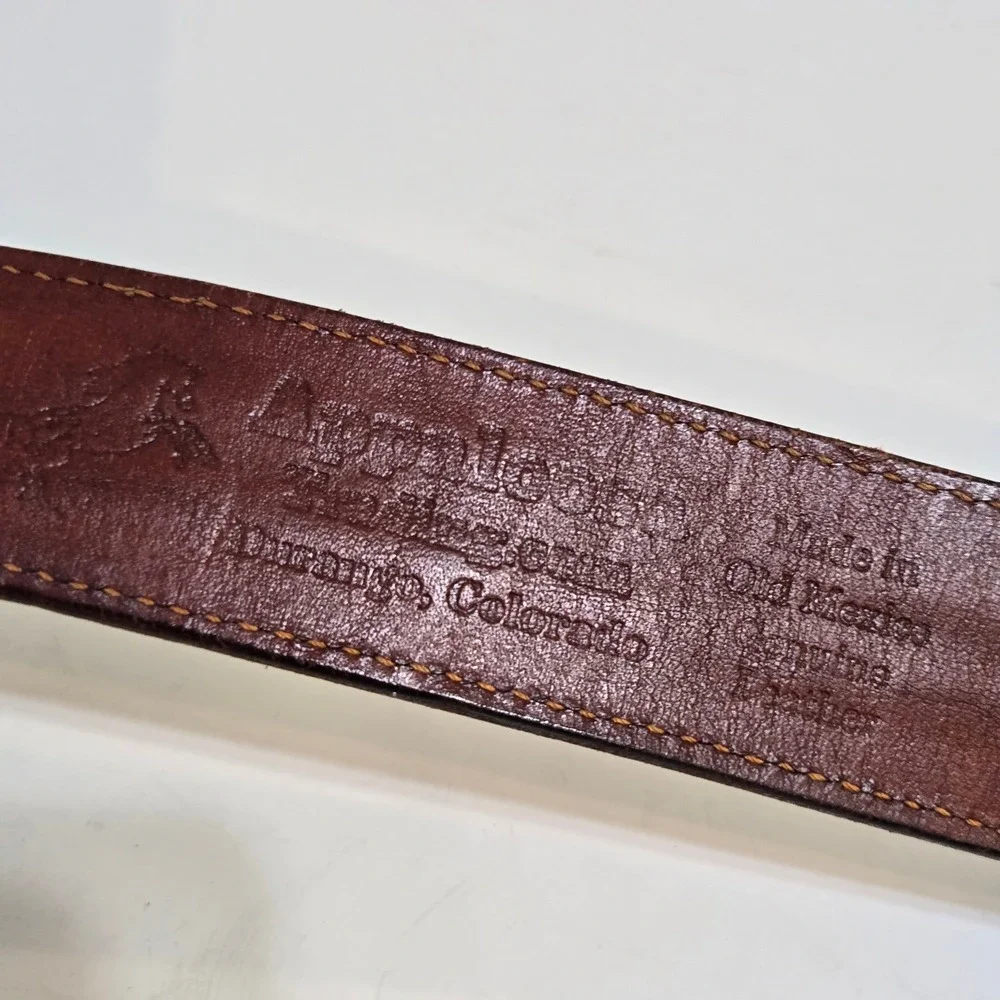 Appaloosa Trading Co Leather Belt Mens 38 Brown Basketweave Western Rugged Brass